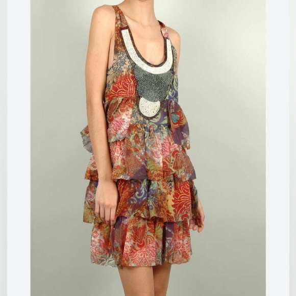 Desigual by Christian Lacroix Tiered Ruffle Halter Babydoll Dress - Picture 3 of 16